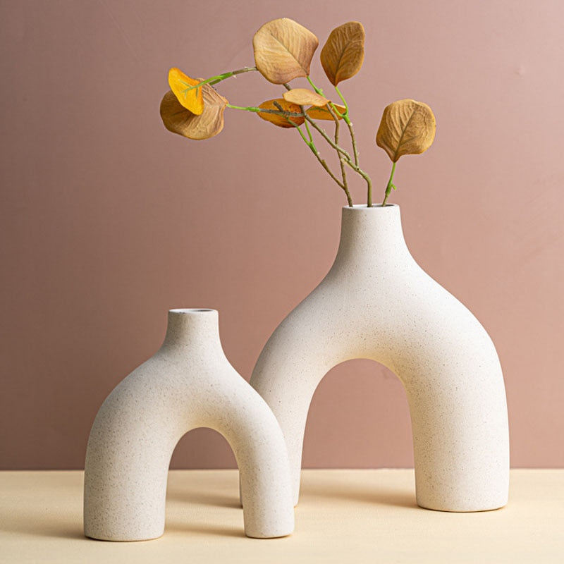 Vase En Céramique Blanc Et Doré Pour La Décoration Intérieure, Vase